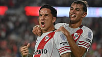 River Plate Vs Boca Juniors Preview, Primera Division: H2H, Live Streaming Of Superclasico – All You Need To Know | Photo: X/RiverPlate : River Plate's Sebastian Druissi celebrates after scoring in the Copa Sudamericana match against Carabobo on April 15, 2026.
