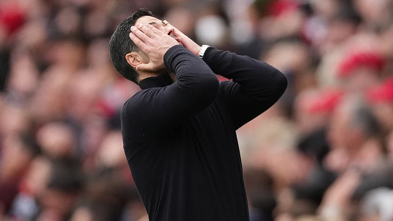 Arsenal's manager Mikel Arteta reacts during the Premier League soccer match between Arsenal and Bournemouth in London, England Saturday, April 11, 2026. - | Photo: AP/Dave Shopland