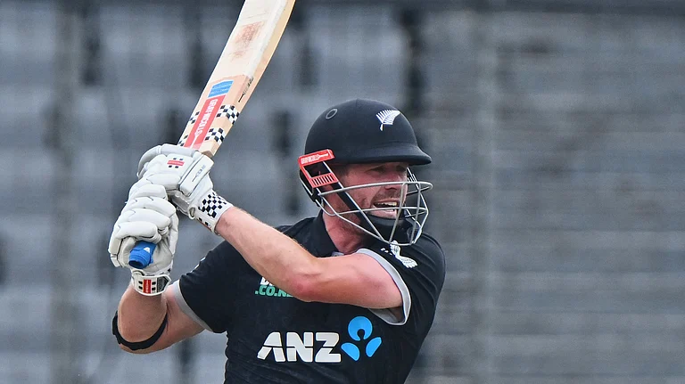 Henry Nicholls in action for New Zealand against Bangladesh in 1st ODI at Dhaka. - AP Photo