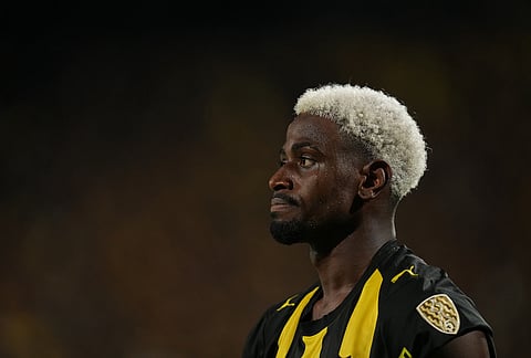 Luis Angulo of Uruguay's Peñarol reacts after losing to Argentina's Platense in a Copa Libertadores Group E soccer match in Montevideo, Uruguay.