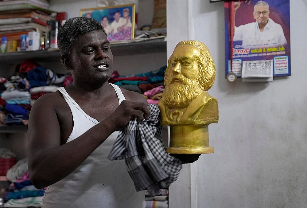 Meet Karl Marx. In this part of the world, he is not the philosopher or economist who altered the course of world history, but a Communist — a construction worker by profession. He lives with his family in a modest one-room house. In a State that prides itself on its Dravidian legacy, Marx, like many others in this village, nurtures a quiet hope: to build a just, classless society — the very ideal that Marxists have long envisioned. “My father was a Communist. He gave me this name, and I carry it with pride.” he says - | Photo: Suresh Pandey/OUTLOOK