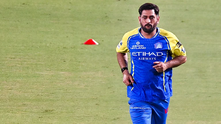 MS Dhoni during a practice session ahead of an Indian Premier League 2026 match between Sunrisers Hyderabad and Chennai Super Kings in Hyderabad. - Photo: PTI
