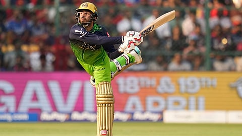 Jitesh Sharma plays a shot during the Indian Premier League match between Royal Challengers Bengaluru and Delhi Capitals in Bengaluru.