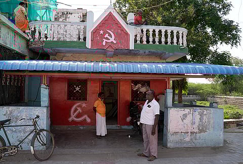 Murugan says he has been a Communist from a young age. “I was not influenced by anything else, not even the Dravidian parties,” he says. He looks after the party office and sustains his family by taking up small jobs around the village.