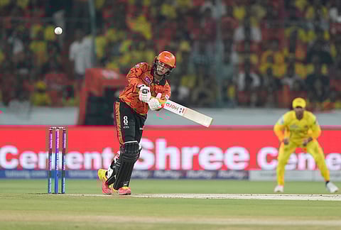 Sunrisers Hyderabad's Abhishek Sharma plays a shot during the Indian Premier League cricket match between Sunrisers Hyderabad and Chennai Super Kings in Hyderabad.