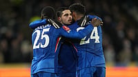 Chelsea Vs Manchester United Live Score, Premier League 2025-26: Blues Face Red Devils At Stamford Bridge (AP Photo/Jon Super) : Chelsea's Moises Caicedo, left, and Reece James hug Pedro Neto after he scored during the English FA Cup fourth round soccer match between Hull City and Chelsea in Hull, England, Friday, Feb. 13, 2026.