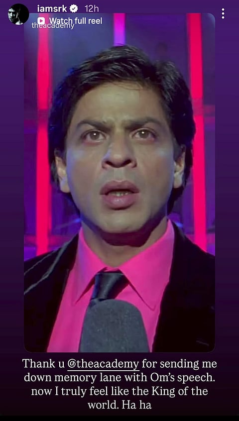 SRK's reaction to The Academy sharing Om Shanti Om clip