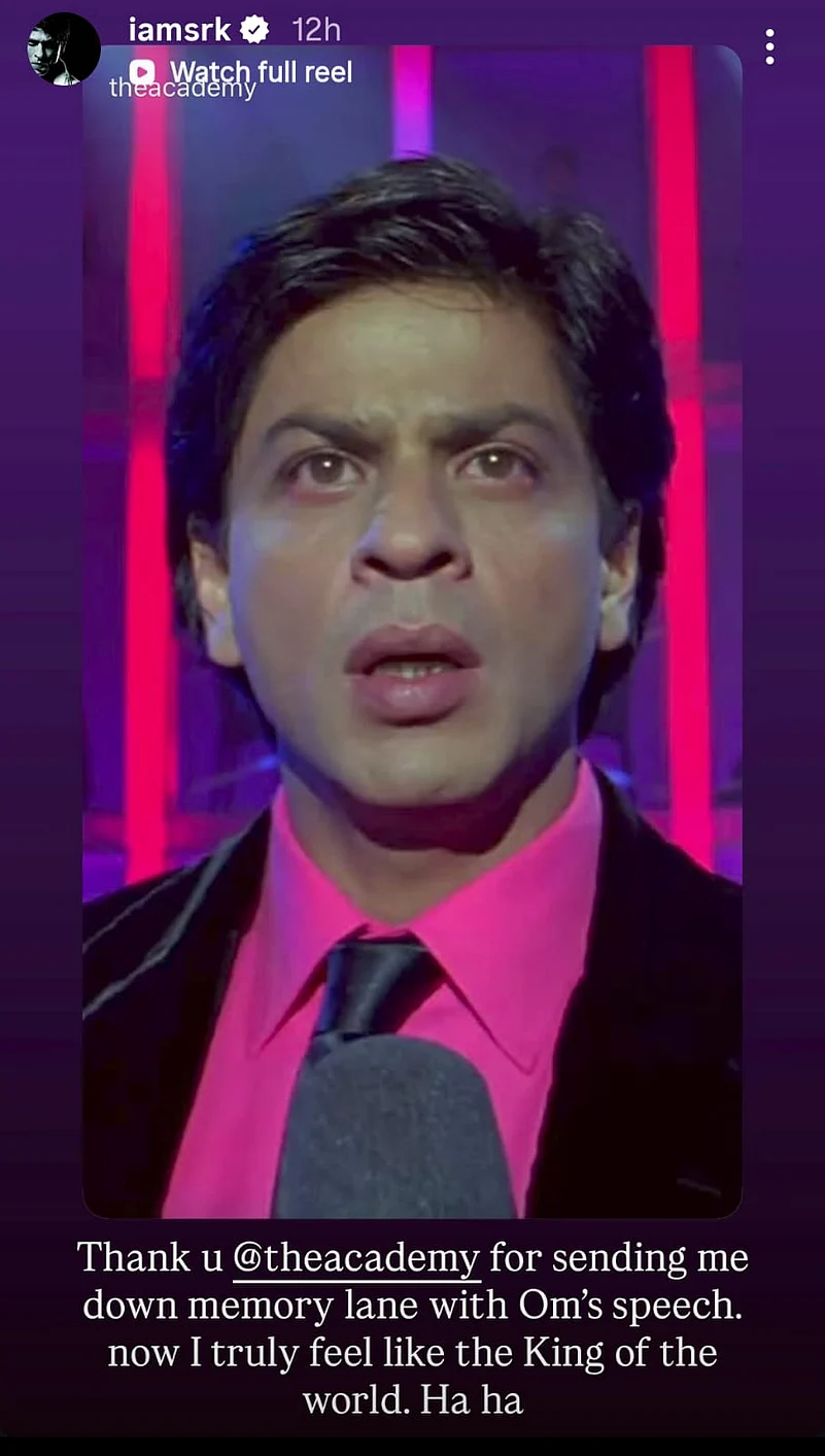 SRKs reaction to The Academy sharing Om Shanti Om clip