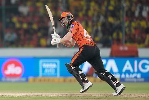 Sunrisers Hyderabad's Heinrich Klaasen plays a shot during the Indian Premier League cricket match between Sunrisers Hyderabad and Chennai Super Kings in Hyderabad.