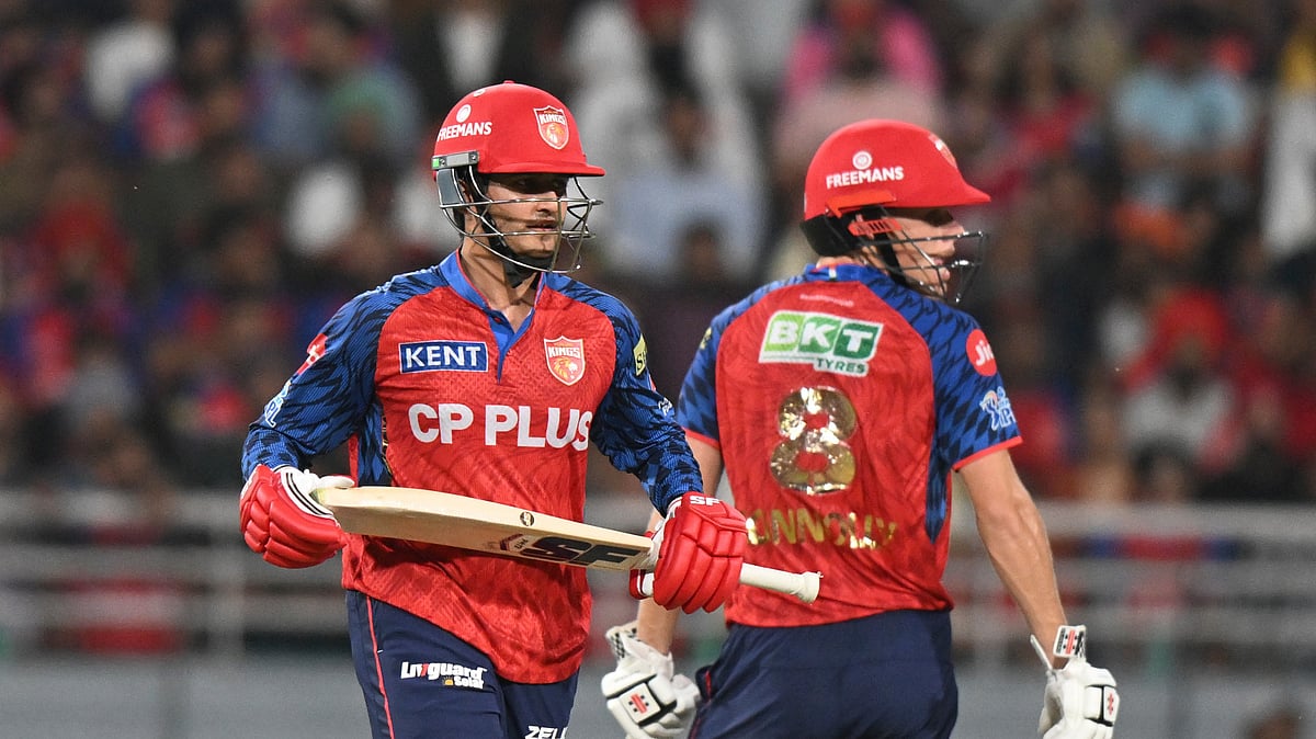 Punjab Kings' Cooper Connolly, right, and his batting partner Priyansh Arya run between the wickets during the Indian Premier League cricket match between Punjab Kings and Lucknow Super Giants in New Chandigarh, India, Sunday, April 19, 2026. - (AP Photo)
