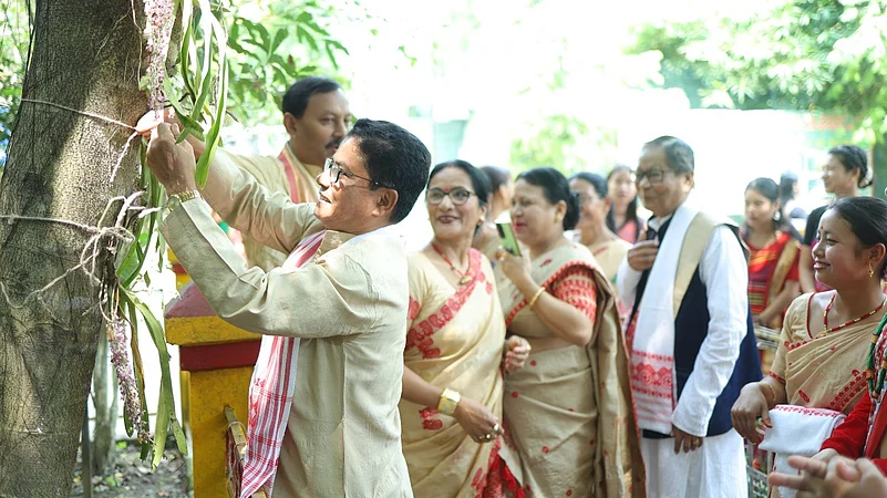 An orchid awareness drive during Bihu.