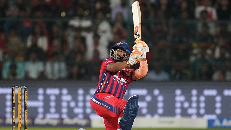 Rishabh Pant bats during the Indian Premier League match between Royal Challengers Bengaluru and Lucknow Super Giants in Bengaluru. - AP/Aijaz Rahi