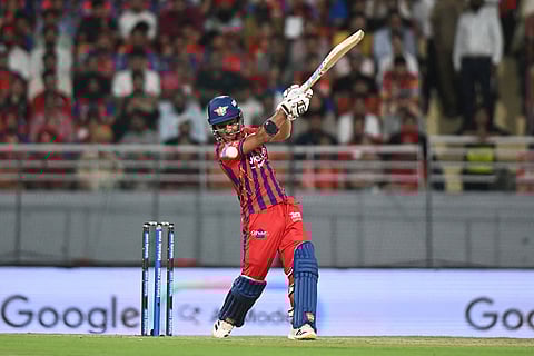 Lucknow Super Giants' Ayush Badoni plays a shot during the Indian Premier League cricket match between Punjab Kings and Lucknow Super Giants in New Chandigarh, India.
