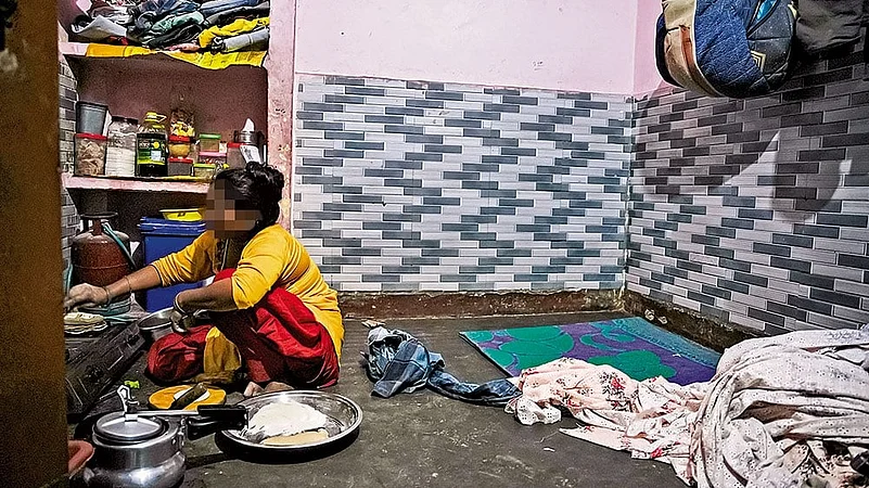 This small room in Khoda village in Noida is where the entire family of a factory worker lives