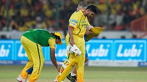 AP Photo : Chennai Super Kings' Ayush Mhatre leaves the ground after losing his wicket during the Indian Premier League cricket match between Sunrisers Hyderabad and Chennai Super Kings in Hyderabad.