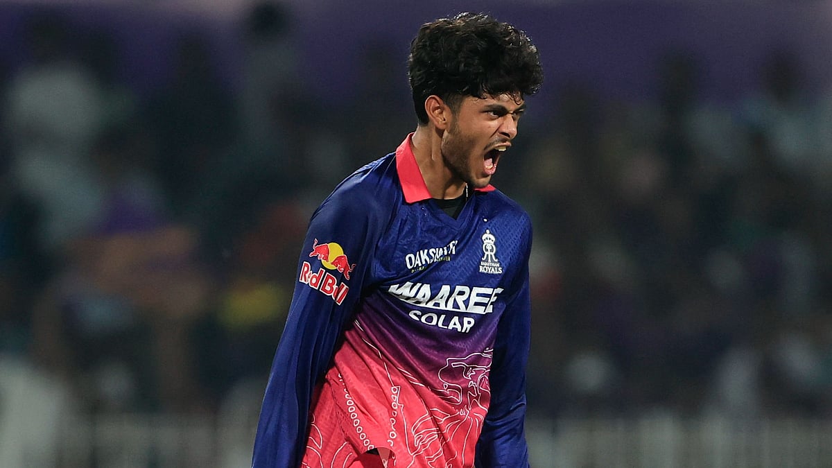 Yash Raj Punja in action for the Rajasthan Royals - IPL
