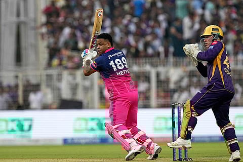 Rajasthan Royals' Shimron Hetmyer bats during the Indian Premier League cricket match between Kolkata Knight Riders and Rajasthan Royals in Kolkata, India.
