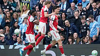 Man City Vs Arsenal, Premier League: Gianluigi Donnarumma's Momentary Lapse Draws Gunners Level - Watch AP/Dave Thompson : Arsenal's Kai Havertz celebrates with his teammates after scoring his side's first goal during the English Premier League match against Manchester City.
