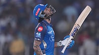GT Vs MI Live Score, IPL 2026: Tilak Brings Up Phenomenal Hundred, Powers Indians To Strong Finish | MI 199/5 (20) AP Photo : Tilak Varma celebrates after scoring half-century in GT vs MI IPL 2026 match at Narendra Modi Stadium in Ahmedabad.