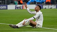 | Photo: AP/Matthias Schrader : Real Madrid's Kylian Mbappe reacts after missing a scoring chance during the Champions League quarterfinal second leg soccer match between Bayern Munich and Real Madrid in Munich, Germany, Wednesday, April 15, 2026. 