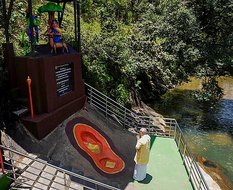 Vice President C.P. Radhakrishnan during a visit to Seetha Amman Temple in Seetha Eliya, Sri Lanka. 