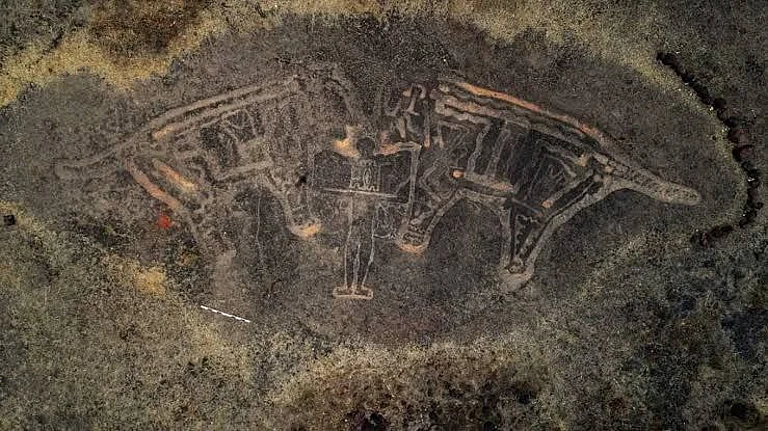 The ancient petroglyphs in Ratnagiri, Konkan are estimated to be 10,000–20,000 years old, and depict extinct fauna like one-horned rhinos, elephants, and reptiles. - X.com