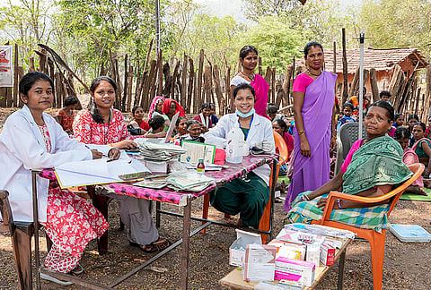 Medical staff and health workers during the Bastar Health Mission in Sukma district, Chhattisgarh. 