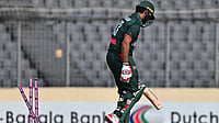 (AP Photo/Mosaraf Hossain) : Bangladesh's Md. Saif Hassan leaves the ground after losing his wicket by New Zealand's Nathan Smith during the second one day international cricket match between Bangladesh and New Zealand in Mirpur, Bangladesh, Monday, April 20, 2026