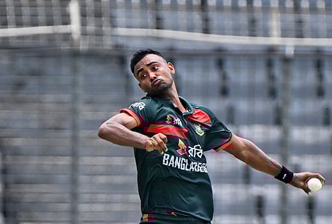 Bangladesh's Shoriful Islam bowls a delivery during the second one day international cricket match between Bangladesh and New Zealand in Mirpur, Bangladesh.