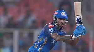 AP Photo : Tilak Varma scores century during GT vs MI IPL 2026 match at the Narendra Modi Stadium in Ahmedabad.