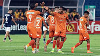 Punjab FC 3-0 Inter Kashi, ISL 2025-26: Zeljkovic Shines As The Shers Cruise To Seventh Place With Win | Photo: AIFF : Punjab FC players celebrate a goal during the Indian Super League match against Inter Kashi on April 20, 2026.