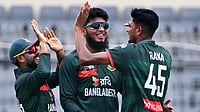Bangladesh Vs New Zealand LIVE Cricket Score, 2nd ODI: Kelly, Latham Young Hope To Increase Tempo | NZ 32/2 (12) (AP Photo/Mosaraf Hossain) : Bangladesh's Nahid Rana celebrates the wicket of New Zealand's Henry Nicholls during the second one day international cricket match between Bangladesh and New Zealand in Mirpur, Bangladesh, Monday, April 20, 2026.