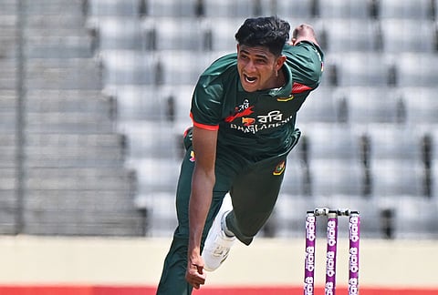 Bangladesh's Nahid Rana bowls a delivery during the second one day international cricket match between Bangladesh and New Zealand in Mirpur, Bangladesh.