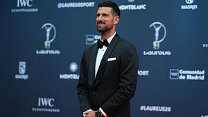 | Photo: AP/Manu Fernandez : Tennis player Novak Djokovic poses as he arrives for the 2026 Laureus World Sports Awards ceremony in Madrid, Spain.