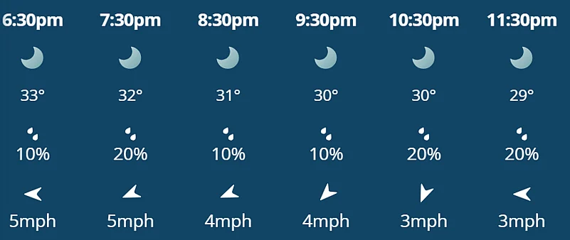 SRH Vs DC, IPL 2026: Hourly Weather