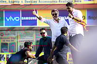 | Photo: Suresh K Pandey/OUTLOOK : Tamilaga Vettri Kazhagam (TVK) chief and candidate from the Tiruchirappalli East constituency, Vijay, holds a roadshow ahead of the Tamil Nadu Assembly elections.