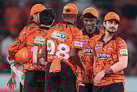 SRH Vs DC, IPL 2026: Abhishek's Unbeaten Century, Eshan's Four-Fer Drive Sunrisers To Dominant Victory | Photo: AP/Mahesh Kumar A. : Sunrisers Hyderabad players celebrate after won the match during the Indian Premier League cricket match against Delhi Capitals in Hyderabad.
