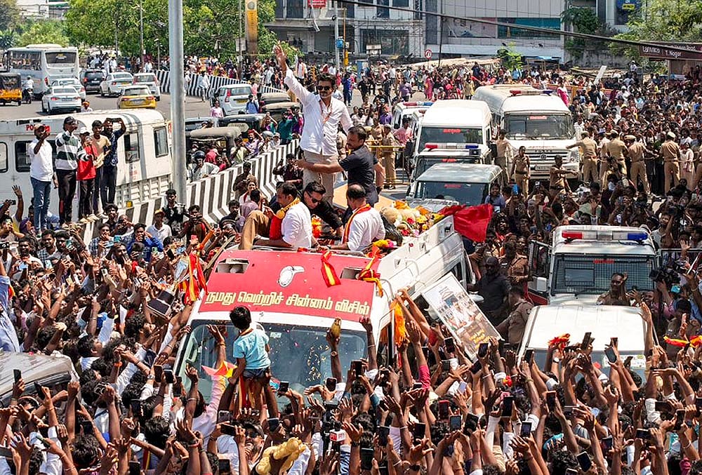 TN Polls: TVK Vijay campaigns in Chennai