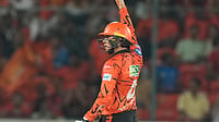 AP Photo : Sunrisers Hyderabad's Abhishek Sharma celebrates his fifty runs during the Indian Premier League cricket match between Sunrisers Hyderabad and Delhi Capitals in Hyderabad.