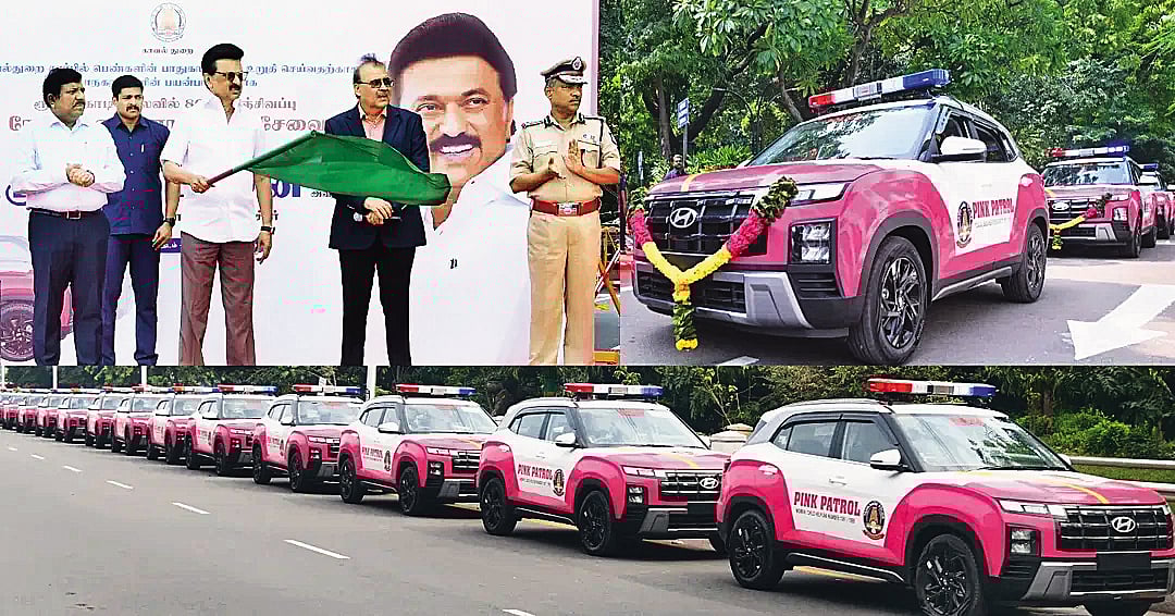 MK Stalin green-flagging the fleet of pink police cars