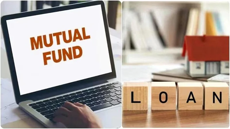 Laptop showing mutual fund and loan blocks