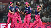 (AP Photo) : Rajasthan Royals' Jofra Archer, second left, celebrates with teammates the wicket of Lucknow Super Giants' Aiden Markram during the Indian Premier League cricket match between Lucknow Super Giants and Rajasthan Royals in Lucknow, India, Wednesday, April 22, 2026.