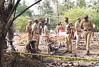 Day In Pics: April 22, 2026 | Photo: PTI : Police officials conduct a search operation after a blast at a fireworks manufacturing unit on Tuesday night, at Mundathicode in central Kerala’s Thrissur district. At least 13 people were killed and several others were injured in the incident.