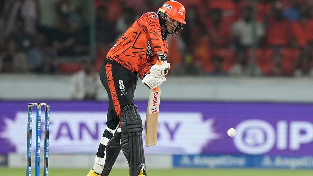 Sunrisers Hyderabad's Abhishek Sharma plays a shot during the Indian Premier League cricket match between Sunrisers Hyderabad and Delhi Capitals in Hyderabad. - | Photo: AP/Mahesh Kumar A.
