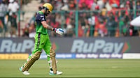 | Photo: AP/Aijaz Rahi : Royal Challengers Bengaluru's Virat Kohli walks off the filed after losing his wicket during the Indian Premier League cricket match between Royal Challengers Bengaluru and Delhi Capitals in Bengaluru, India, Saturday, April 18, 2026.