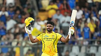 MI Vs CSK Highlights, IPL 2026: Sanju Samson Powers Chennai To 103-Run Demolition At Wankhede In Indian El Clasico (AP Photo/ Rafiq Maqbool) : Chennai Super Kings' Sanju Samson celebrates his century during the Indian Premier League cricket match between Mumbai Indians and Chennai Super Kings in Mumbai, India, Thursday, April 23, 2026