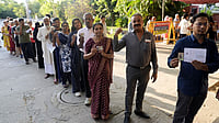 | Photo: Suresh K Pandey/Outlook : Voters show their voter ID cards before casting their votes at one of the polling stations in Egmore, during the Tamil Nadu Assembly elections 2026