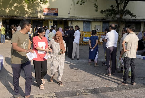 View of a polling station during the Tamil Nadu Assembly elections in Egmore, Tamil Nadu.