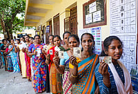 PTI : Women show their identity cards as they queue to vote at a polling station during the Tamil Nadu Assembly elections, in Chennai, Thursday, April 23, 2026.
