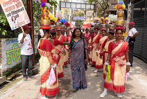 Dipsita Dhar's campaigns and rallies offer a show of colours, sounds, and energy.